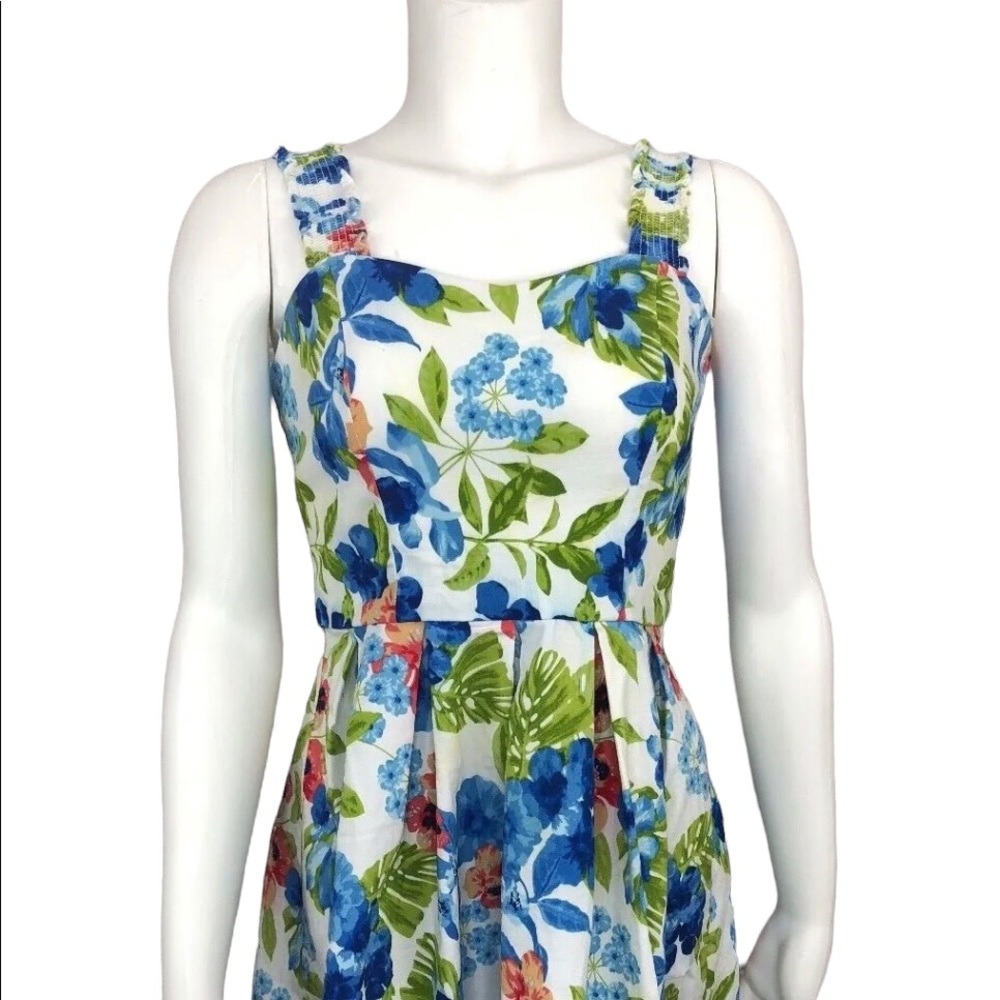 Roz & Ali Cotton Pleated Floral Apron Dress, Women's Size 4